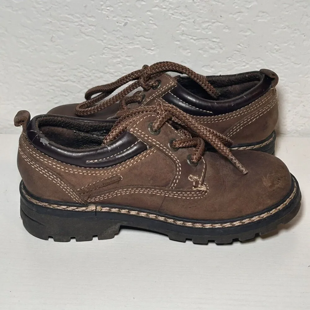 Kenneth Cole Reaction Boys Size 10 M Brown Leather Dress Boot Sneaker Shoes